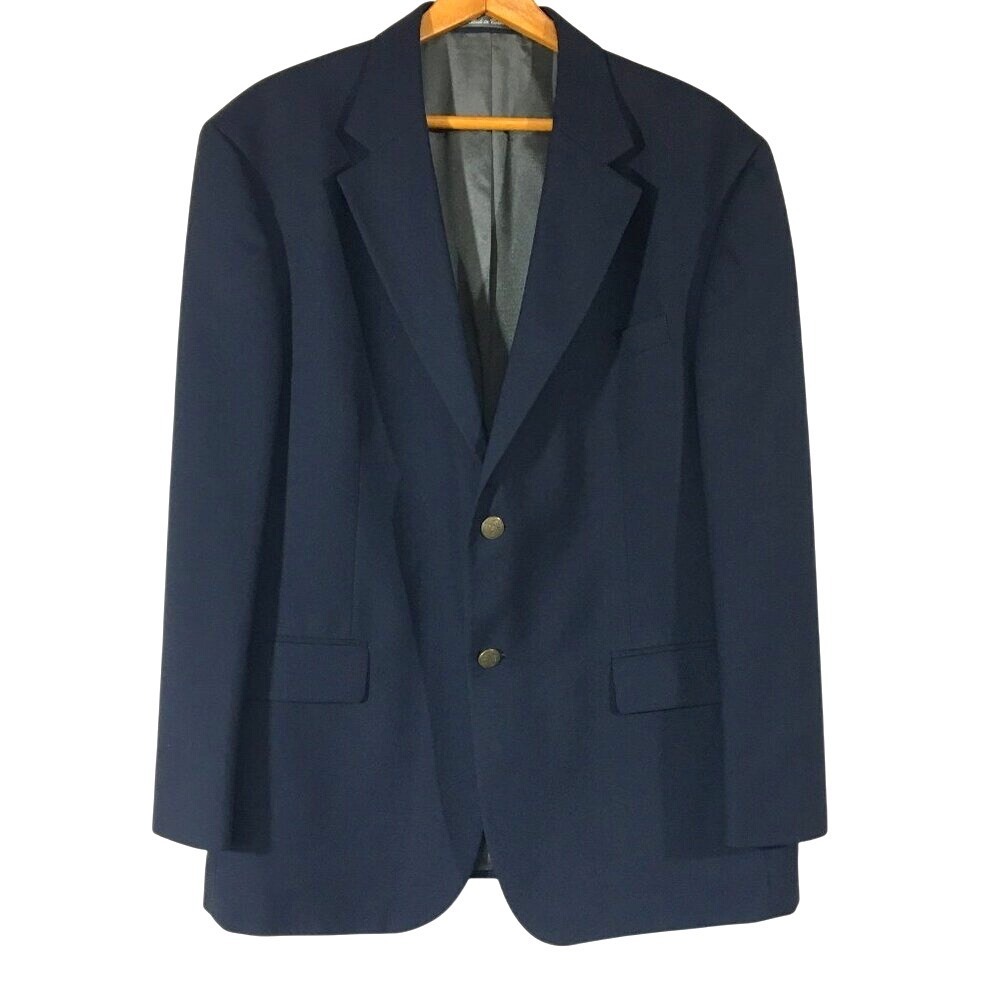 Oscar de la Renta Men's Navy Wool Blazer Two Button Classic Fit Size‎ 44S